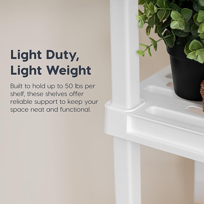 IRIS USA 3-Shelf Light Duty Plastic Storage Shelves, 150lb Capacity, 33" H x 24" W x 12" D, Medium Modular Shelving Unit Storage Organizer for Bathroom, Laundry, Garage & Home, Storage Rack - White