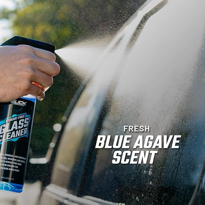 Slick Products Streak-Free Glass Cleaner – Ammonia-Free Window, Mirror, Chrome & Tint Cleaner – Removes Dirt, Smudges & Fingerprints – Ready-to-Use – 32 oz.