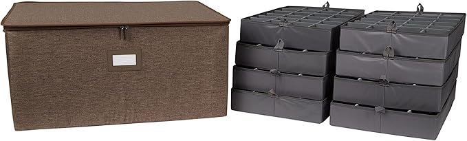 Covermates Keepsakes - Adjustable Zip-Top Storage Box - Configurable FlexGrid Compartments - Heavy Duty Polyester- Reinforced Handles - Stackable Design - Indoor Storage, Brown Heather