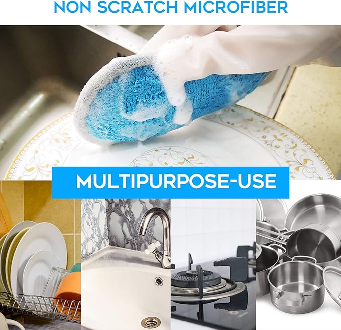 Dual Sided Multi-Purpose Sponges Kitchen,Non Scratch Dish Sponge for Washing Dishes Cleaning Kitchen，Rough Scrubbers for Non-Stick Cookware, Soft Microfiber Scrub for Dishes(Yellow,6Pack)