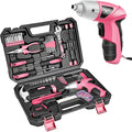 Pink 151PCS Tool Kit with 3.6V USB Electric Screwdriver, Cordless Drill Set, Home Tool Set for Women
