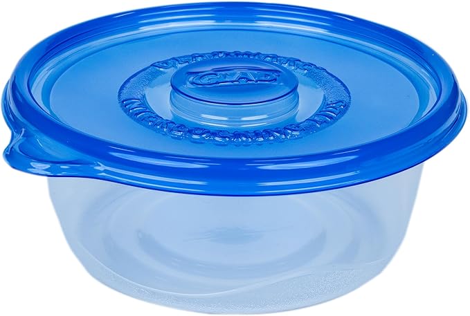Glad GladWare Big Bowl Food Storage Containers with Lids, Large Round BPA Free Plastic Containers for Soups, Salads, and Meal Prep, Lock Tight Seal, Microwave Dishwasher Safe, 48 Oz, 3 Count