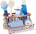 HapiRm Multifunctional Kitchen Sink Organizer, Large Sink Caddy with Drain Tray, SUS304 Stainless Steel Rustproof Sponge Holder for Kitchen Countertop - Rose Gold