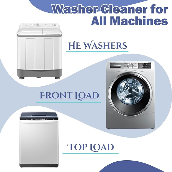 Navona 50 Pack Washing Machine Cleaner Tablets, Deep Cleaning Descaler for Front & Top Load HE Washers, Residue, Grime, and Odors Remover, Pet Owner Friendly