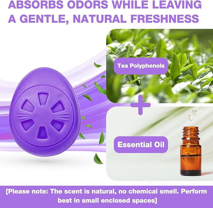 Air Jungles Shoe Deodorizer Balls 6 Ct, Lavender Scent, Odor Remover Balls for Sneakers, Gym Bags, Lockers, Closets, Hampers, and Drawers, Essential Oil Provides Natural Freshness