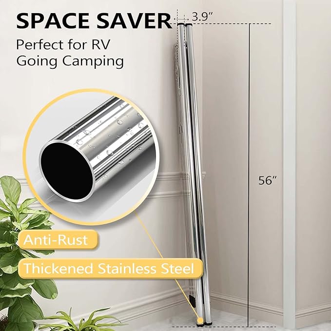 URYAN 63 Inches Clothes Drying Rack, Heavy Duty Stainless Steel Laundry Drying Rack Folding Indoor Outdoor, Portable Drying Rack Clothing, Free-Standing Laundry Stand with 20 Windproof Hooks