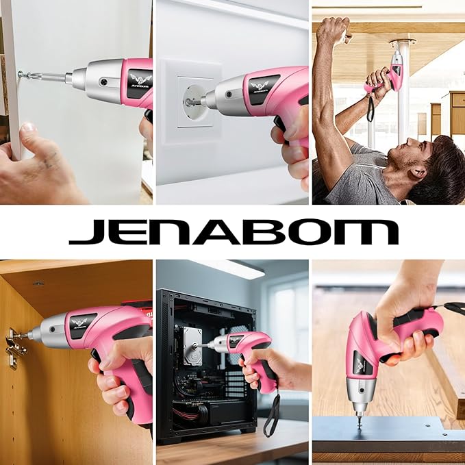 Pink 151PCS Tool Kit with 3.6V USB Electric Screwdriver, Cordless Drill Set, Home Tool Set for Women