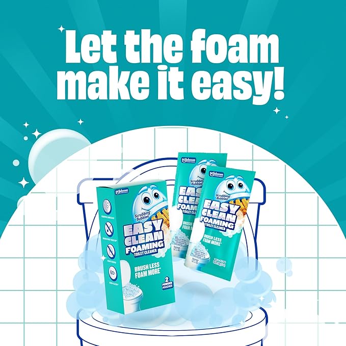 Scrubbing Bubbles Easy Clean Foaming Toilet Bowl Cleaner, Easy Drop In Powder Pouches, 100g (2 Pouches) (Pack of 6)