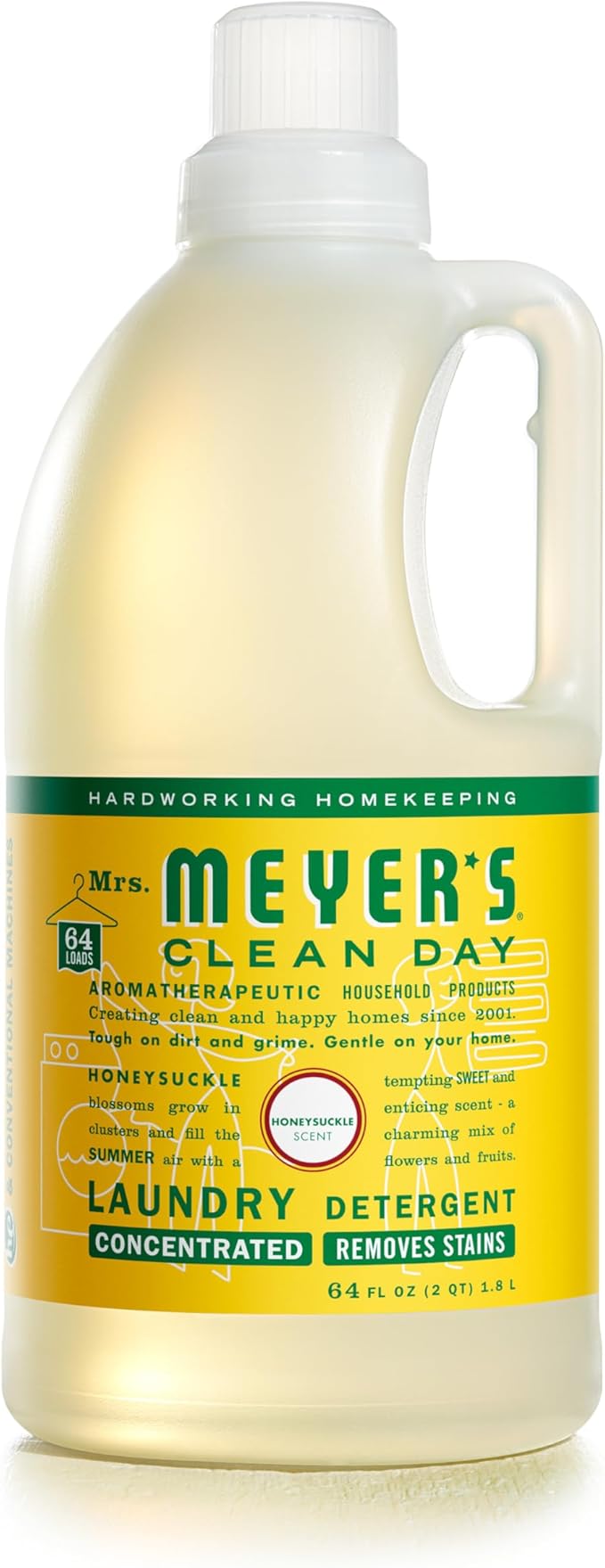 MRS. MEYER'S CLEAN DAY Laundry Detergent, Honeysuckle, 64 Fluid Ounce