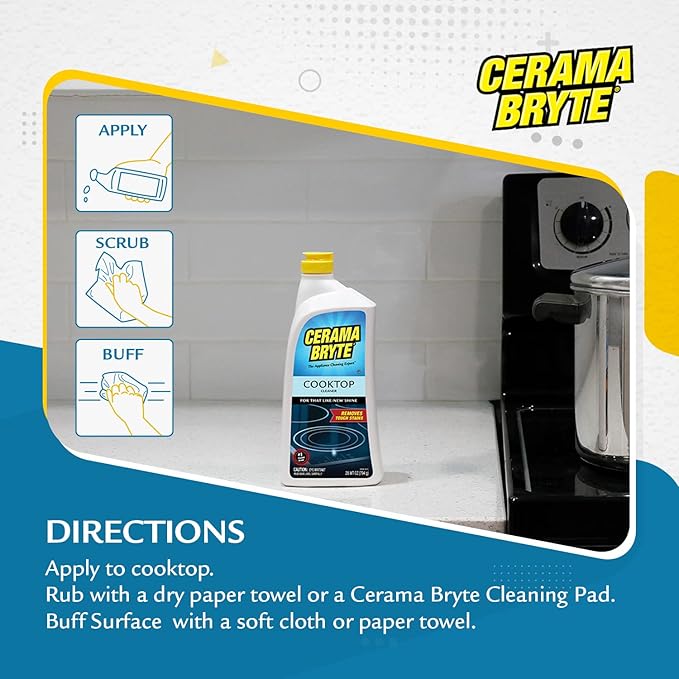 Cerama Bryte Heavy-Duty + Daily Spray Stove Top and Cooktop Cleaner Combo Kit for Glass and Ceramic Surfaces, 16 & 10 Ounces, 2 Pack