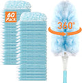 Heavy Duty Duster Refills for Swiffer Duster (60 Count) | 360° Unscented Disposable Multisurface Dusters with 1 Handle- for Home, Blinds, Fans & Corners, Blue