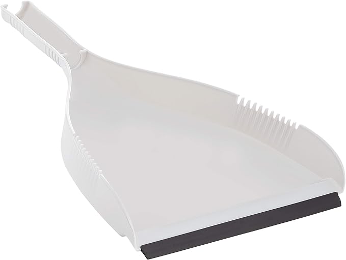 Superio Clip-On Dustpan - Heavy Duty Plastic, Easy Grip Clip-On Dust Pan with Rubber Edge, Detailed Sweeping Debris, Fits Standard Brooms Home & Commercial Dusting & Cleaning Tool, Grey