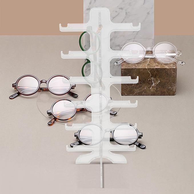 Toyvian Multi-Layer Sunglasses Display Stand with 6 Tiers Plastic Eyewear Organizer Rack Glasses Holder for Desktop Storage and Display