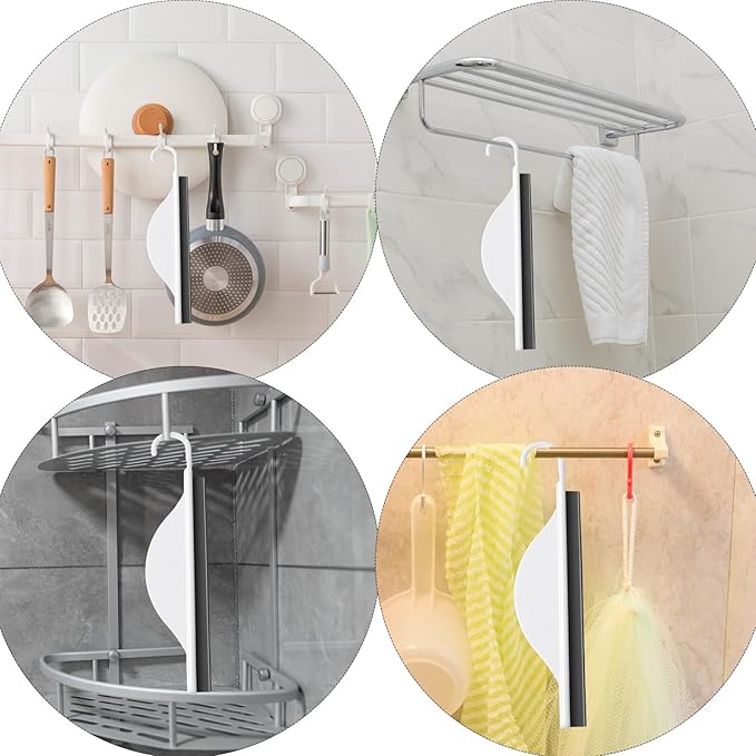 Tiny Bathroom Mirror Squeegee for Shower Glass, Silicone Shower Squeegee with Hanging Hook, Handy Water Blade Mini Squeegees, Wiper Scraper Cleaner Tool for Cleaning Window Glass Sink Counter