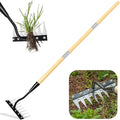 Iron Weeding Rake with Handle 2.0, Upgraded 8 Teeths Garden Weed Puller Tool Heavy Duty Gardening Tool for Lawn, Flower Beds & Soil Aeration