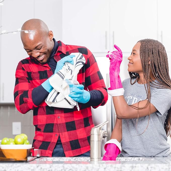 PLAYTEX Living Reuseable Rubber Cleaning Gloves Medium, Premium Protection Reusable Household Gloves (Pack of 10)