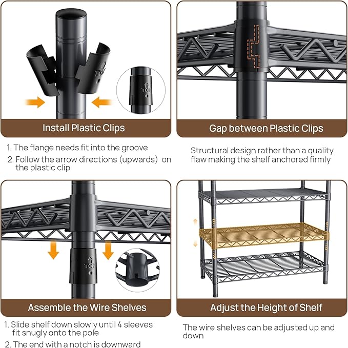 Golpart Coat Rack Clothes Wardrobe：Closet Organizer and Storage Clothing Garment Rack with Shelves Heavy Duty for Hanging Clothes Portable Adjustable Black 15.8" DX69 WX76.75 H