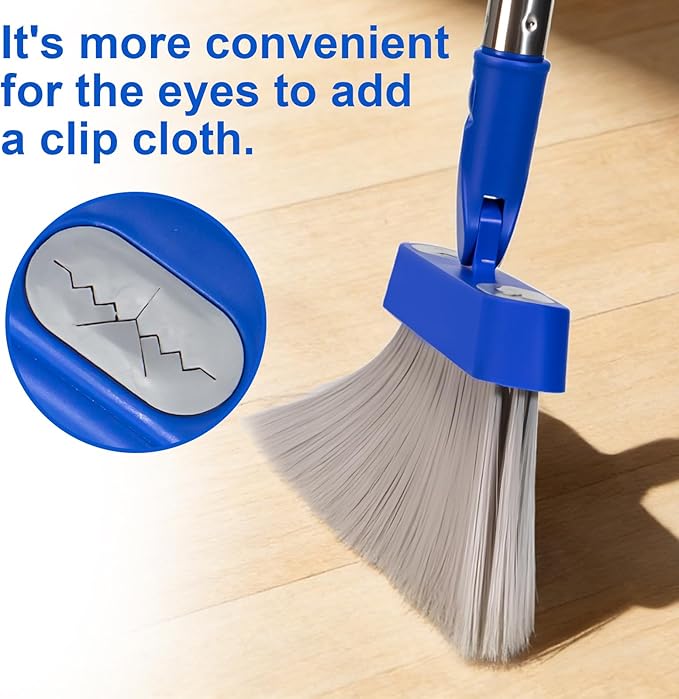 Broom - 52-Inch Adjustable Long Handle Broom, Multi-Scene Indoor Cleaning Tool for Hardwood Floors, Tiles, Kitchens, Offices, Courtyards, Lobbies, Patios.