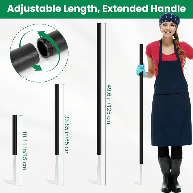 49.2” Long Handle Crack Weeder, 3 Adjustable Length Crevice Weeding Tool Manual Weeder Puller for Sidewalk, Paver, Wall Gaps, Lawn Yard Gardening Tool (Silver)
