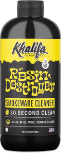 Khalifa Resin Destroyer Cleaning Solution One 16 Fl Oz Bottle - Clean & Deodorize Glass, Ceramic, Silicone & Metal - Restore Your Pieces to Perfection - Destroy Resin, Wax, Oil & Stinky Debris