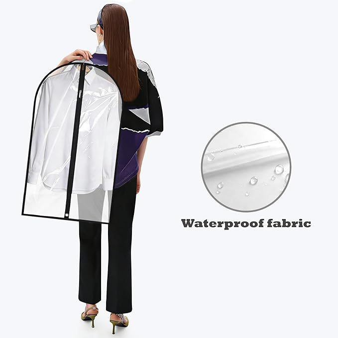 Garment Bags for Hanging Clothes, 45'' Suit Bag Cover for Storage and Travel, Dress Bags for Gowns Long (Clear)