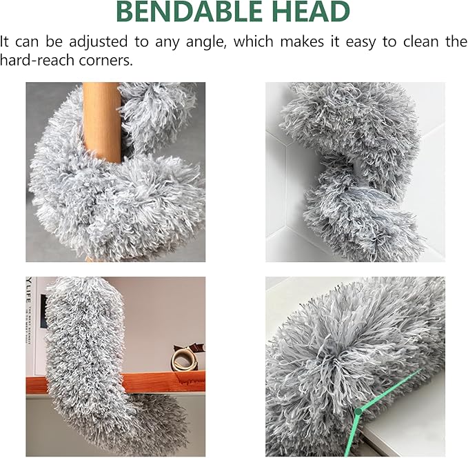 SetSail Extra-Long Dusters with Extension Pole 100-inch for Cleaning, Bendable Microfiber Head Washable Ceiling Fan Duster for High Ceilings, Furniture