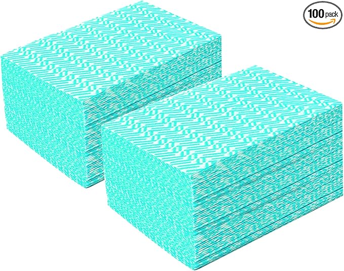 JEBBLAS Towel, Reusable Handi Wipes, 100 Count/Pack, Green, Cotton, Small, 13.8'' x 15.8''