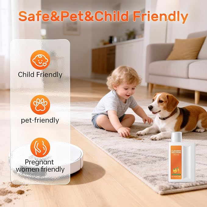 Orange Floor Cleaning Solution 1L Compatible with Dreame Wet & Dry Vacuum and Robot, Residue & Streak Free,Suitable for All Robot Vacuum Cleaners and Wireless Wet Dry Dual-Use Vacuum Cleaners