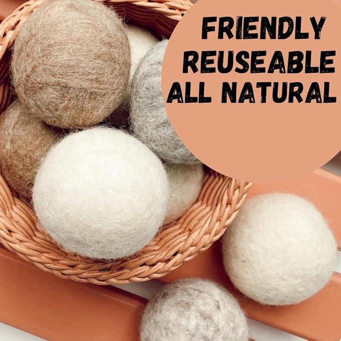 SEDLAV Wool Dryer Balls for Dryer Wool Dryer Balls - Wool Laundry Balls for Dryer, Wool Dryer Balls Laundry Reusable, Natural Reusable Fabric Softener & Wrinkle Reducer – Chemical Free (6)