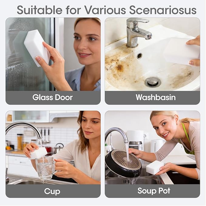 50 Pack Extra Large Eraser Sponge,Extra Thick and Long Lasting,Multi-Functional Household Cleaning Kitchen Dish Sponge for Furniture,Bathroom,Bathtub, Sink,Floor,Kitchen & Bathroom Scrub Pads