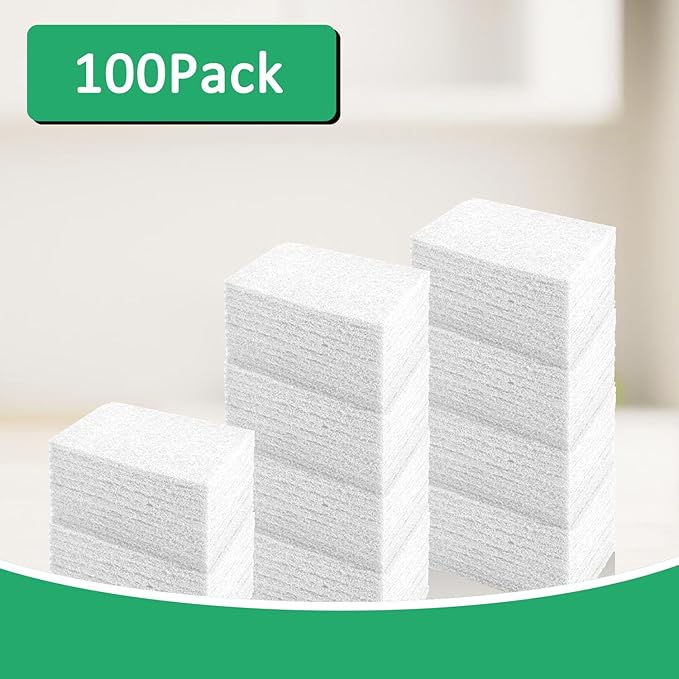 CONLI 100 PCS Scouring Pad Reusable Household White Scrubbing Pads for Cleaning, Multipurpose 6" x 4" Non Scratch Scrubbing Pads for Kitchen Dishes Pan Metal Grills
