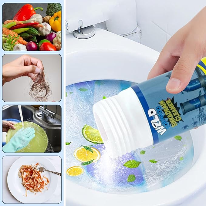 4Pcs Wild Tornado Pipe Dredge, Powerful Sink and Drain Cleaner Powder, Quick Foaming Drain Cleaner for Kitchen, Bathroom & Toilet Pipes