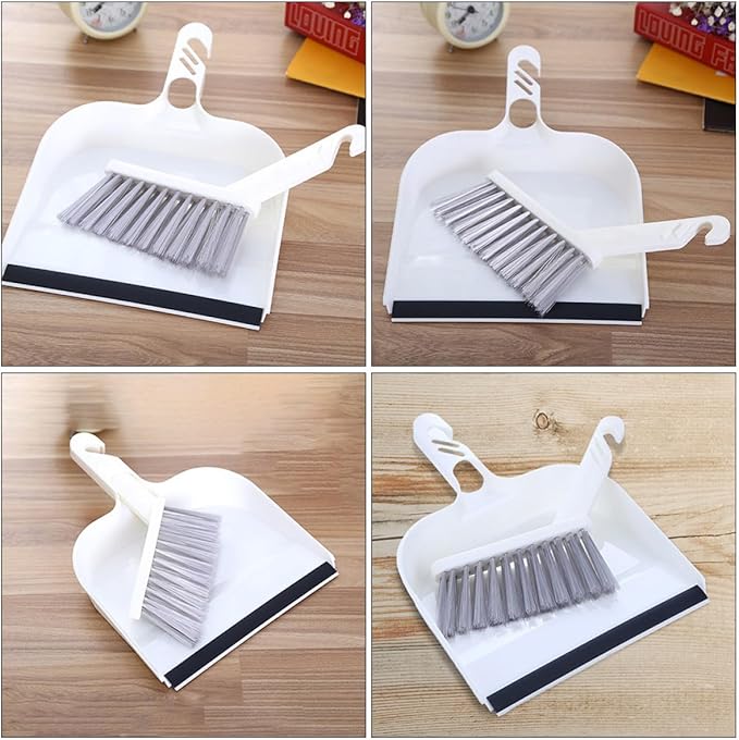 DOITOOL Mini Broom and Dustpan Set 2pcs Household Cleaning Brush for Kitchen and Desktop, White Mini Handheld Sweeping Tools for Home Cleaning Accessory