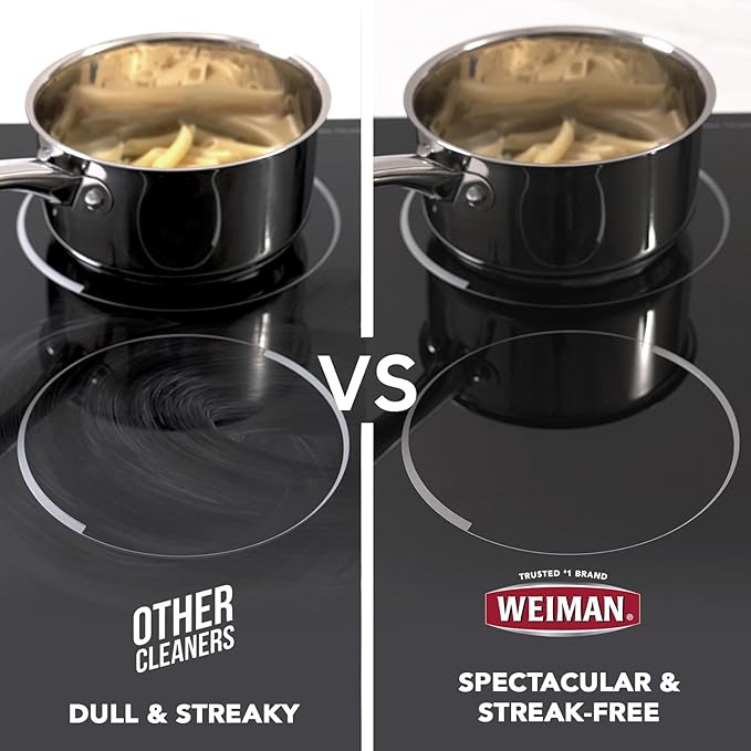 Weiman Ceramic and Glass Cooktop Cleaner - Heavy Duty Cleaner and Polish (10 Ounce Bottle and 3 Scrubbing Pads)