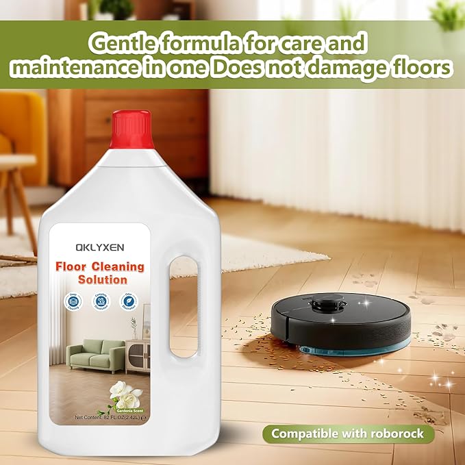 Floor Cleaning Solution Compatible with Roborock – 82 FL OZ Gardenia Floor Cleaner – Sweet, Long-lasting Fragrance, – For All Cordless Wet/Dry Vacuum Mop Cleaner & Robot Vacuums with Mopping