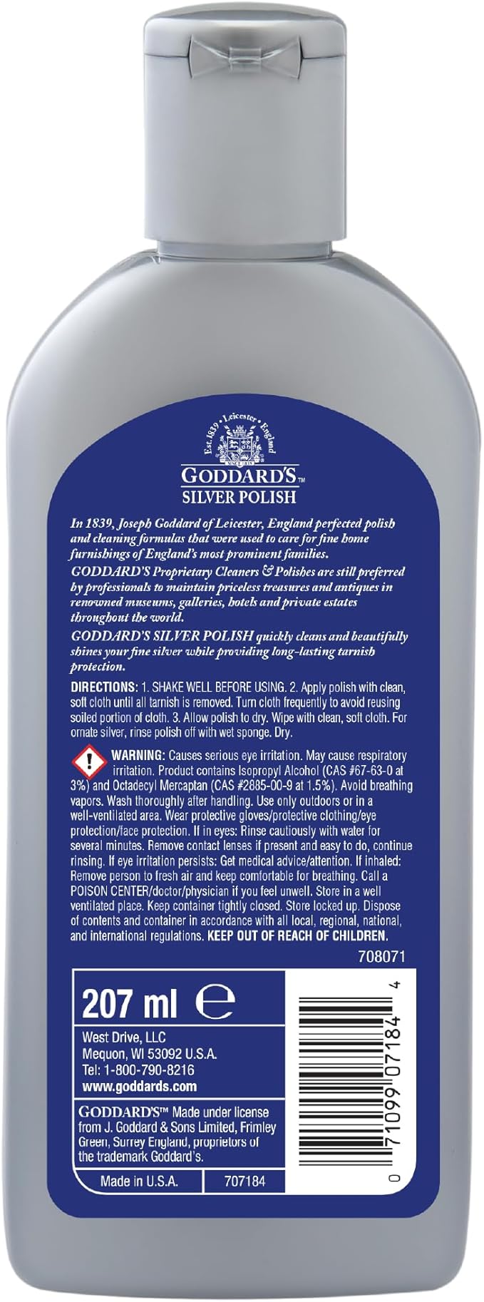 Goddard's Silver Polish Liquid - Silver Cleaner and Polish for Jewelry, Silverware, Ornaments, Accessories, Antiques & More - All-in-One Tarnish Remover Solution, 7 oz