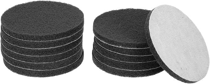 HARFINGTON 12pcs Scrubber Scouring Pads 800 Grits 5 Inch Drill Power Brush Hoop and Loop Surface Conditioning Disc Drill Scuffing Disc Scrub Pads for Home Kitchen Cleaning, Grey