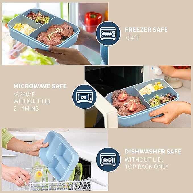 MISS BIG® Bento Box,Bento Box for Kids,Lunch Box Kids,Leakproof Kid Lunch Box,Lunch Containers No BPAs and Chemical Dyes,M/W,D/W & Fridge Safe(1150ml Blue)