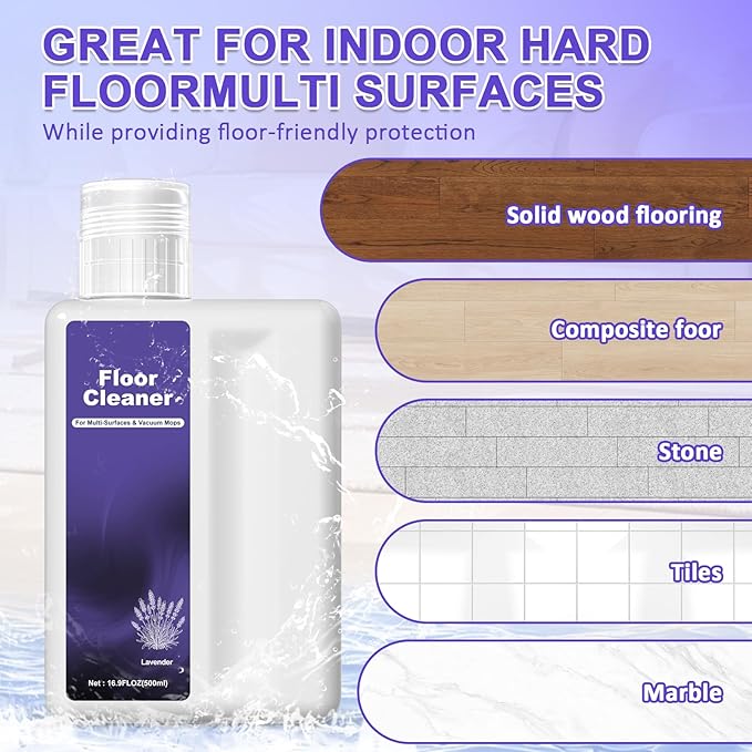 Floor Cleaning Solution Compatible With Dreame Cleaning Solution, Low Foam & No Residue, Floor Cleaner for All Robot Vacuum Cleaners and Wireless Wet Dry Dual-Use Vacuum Cleaners (Lavender, Total 1 L)