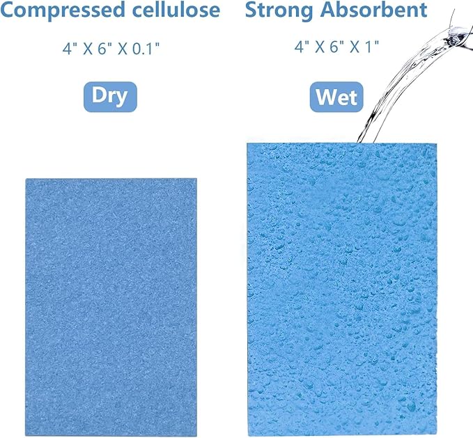 Cellulose Sponges, Large Size 4" x 6" x 1" - Heavy Duty Scrub Kitchen Sponge, Clean Tough Messes Without Scratching Kitchen Cleaning Pads, Pop Up Eco DIY (7 Pack), Mixed