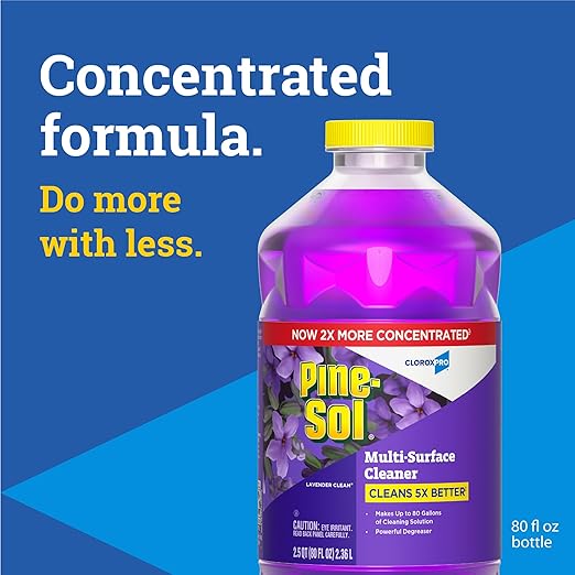 CloroxPro Pine-Sol Multi-Surface Cleaner, All Purpose Cleaner, Lavender Clean, 80 Fluid Ounces, Pack of 3 (Package May Vary)