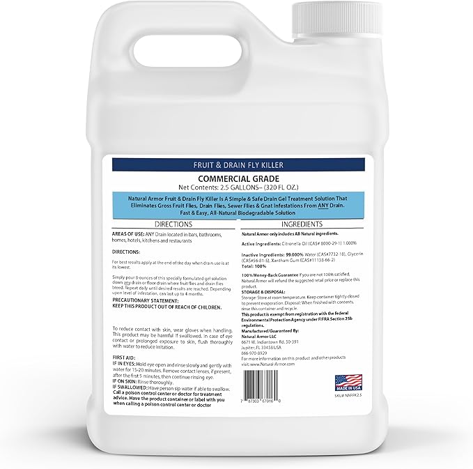 Fruit Fly & Drain Fly Killer - Simple Commercial Drain Gel Treatment – Eliminates Gross Fruit/Sewer Flies & Gnat Infestations from Any Drain. Fast & Easy - 1 Gallon (128 Ounces)
