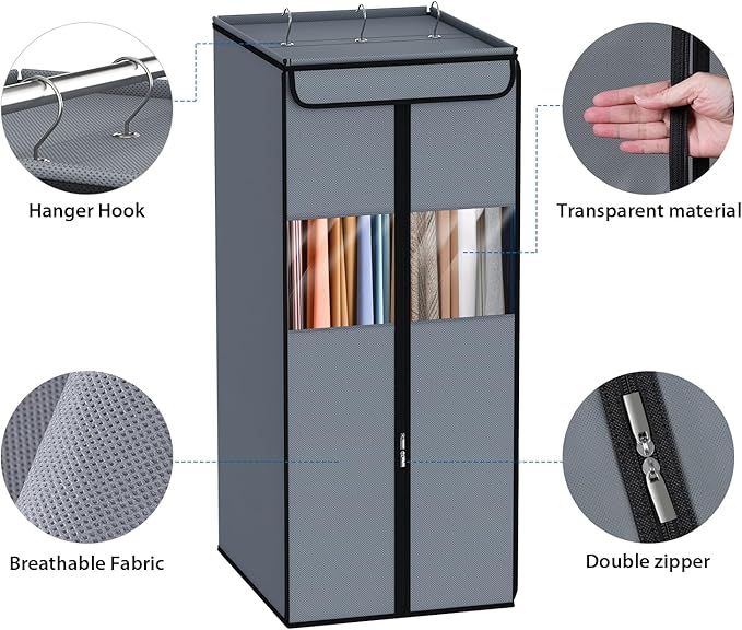 Zilink Garment Bags for Clothes Storage 40" Suit Bags for Closet Storage with Clear Window Space Saving Hanging Garment Bag for Suits, Shirts, Short Skirts, Grey, 2-Pack