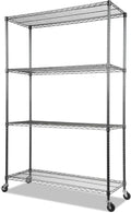 Alera Complete Wire Shelving Unit w/Caster, 48" x 18" x 72", Black Anthracite
