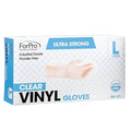 ForPro Disposable Vinyl Gloves, Clear, Industrial Grade, Powder-Free, Latex-Free, Non-Sterile, Food Safe, 2.75 Mil. Palm, 3.9 Mil. Fingers, Large, 100-Count