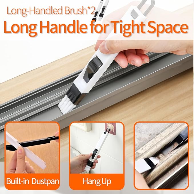 Window Track Cleaner Tools Set - 8 Pcs Groove Cleaning Brush Kit, for Sliding Door Track, Shutter, Sill, Tile Lines, Sink