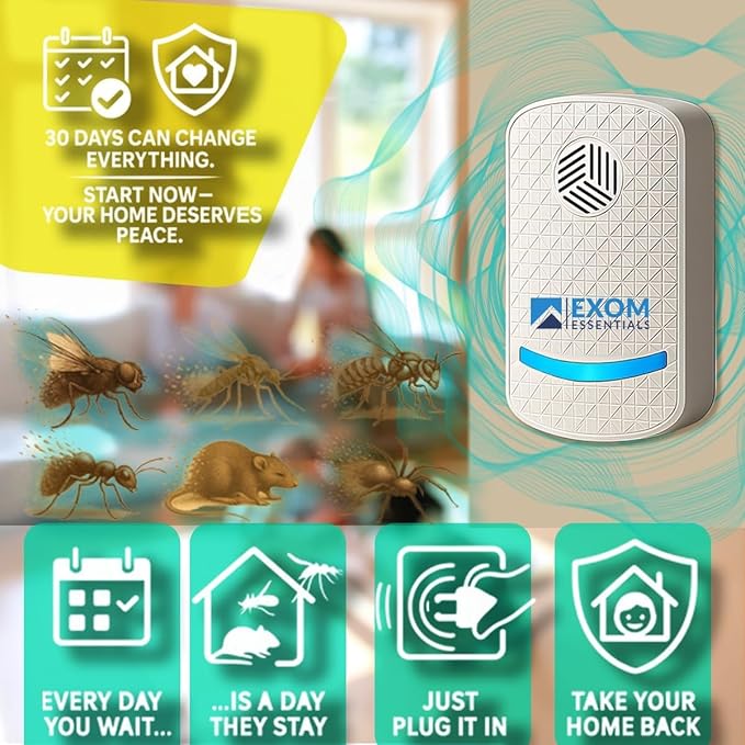 T-24, Ultrasonic Pest Repeller Wall Plug-in Most Effective Than Repellents - Get Rid of - Rodents, Squirrels, Mice, Rats, Bats, Roaches, Ants, Spiders, Bed Bugs, Мosquito, Insects, Fleas (2 Pack)