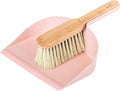 Vigar Zeroline Mini Bamboo Broom with Dustpan Combo Set, Small Dust Pan and Brush Set for Dust, Pet Hair, Car, and Crumb, House, Kitchen Broom, Pink