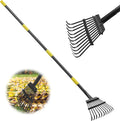 Rake, 73 Inch Long, 11 Tines Small Metal Garden Rake for Leaves, Heavy Duty 9 Inch Wide Rakes for Lawns, Yard Leaf Rakes for Gardening , Flower Beds, Shrub, Kids