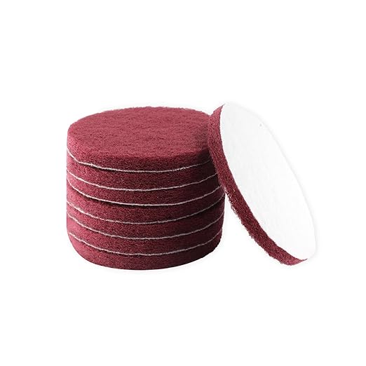 8PCS 5''Scrubber Scouring Pads, Drill Powered Brush Tile Scrubber Scouring Pads for Furniture Automotive Cleaning, Rust Removal, Red
